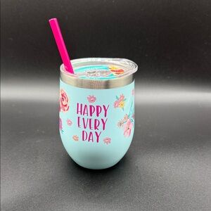 The Pioneer Woman Floral Insulated Tumbler with Pink Straw 12oz